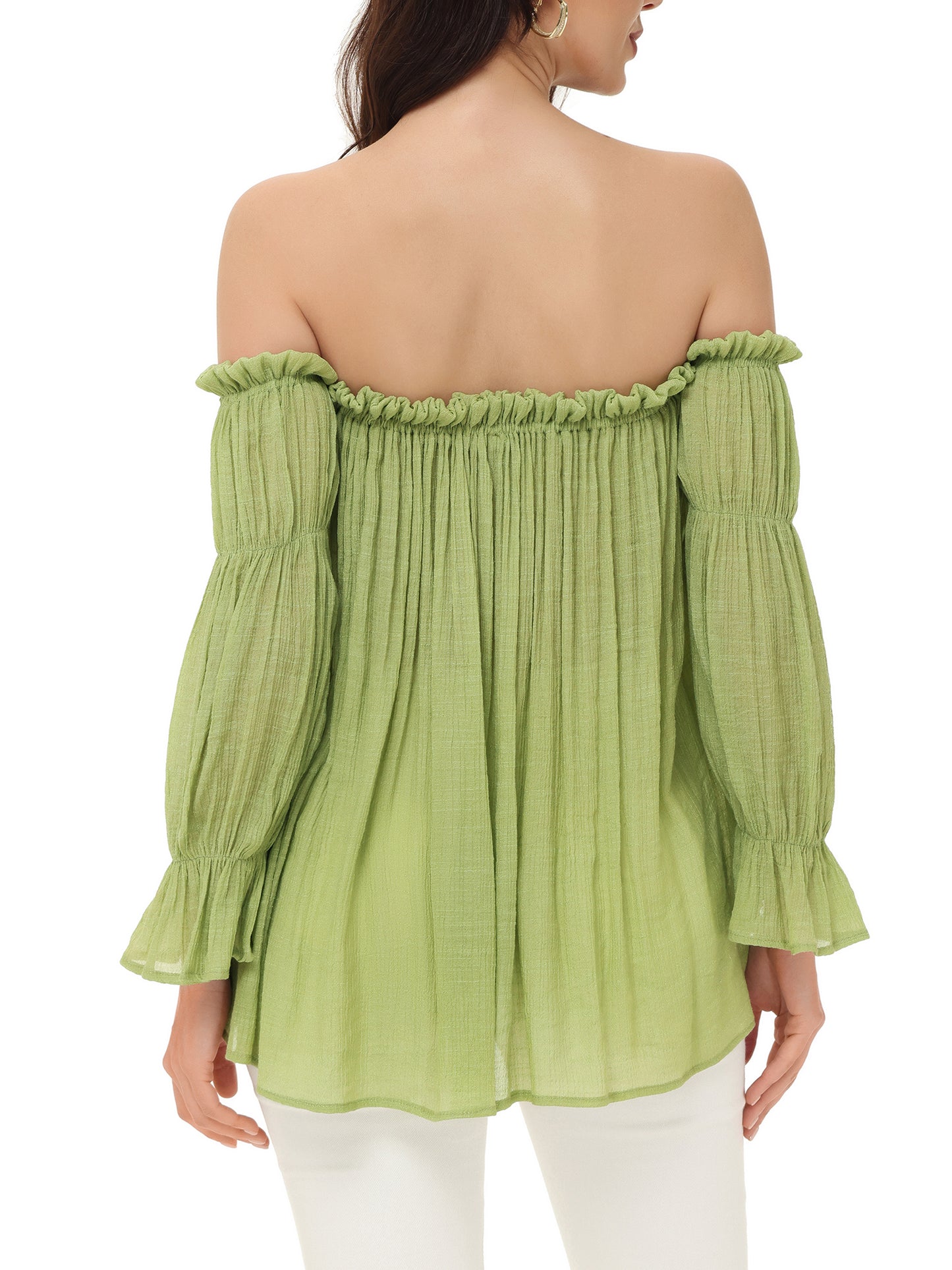 Semi Sheer Boho Peasant Off the Shoulder Top