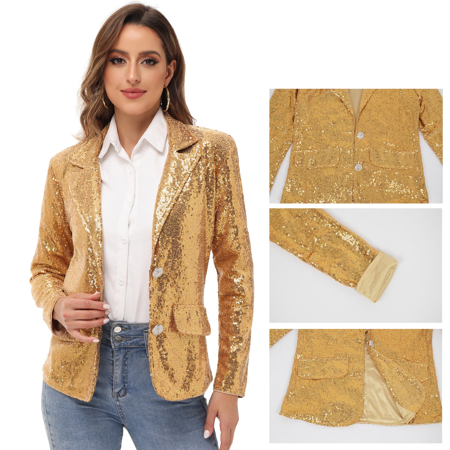 Evening Sparkle Sequin Blazer Jacket