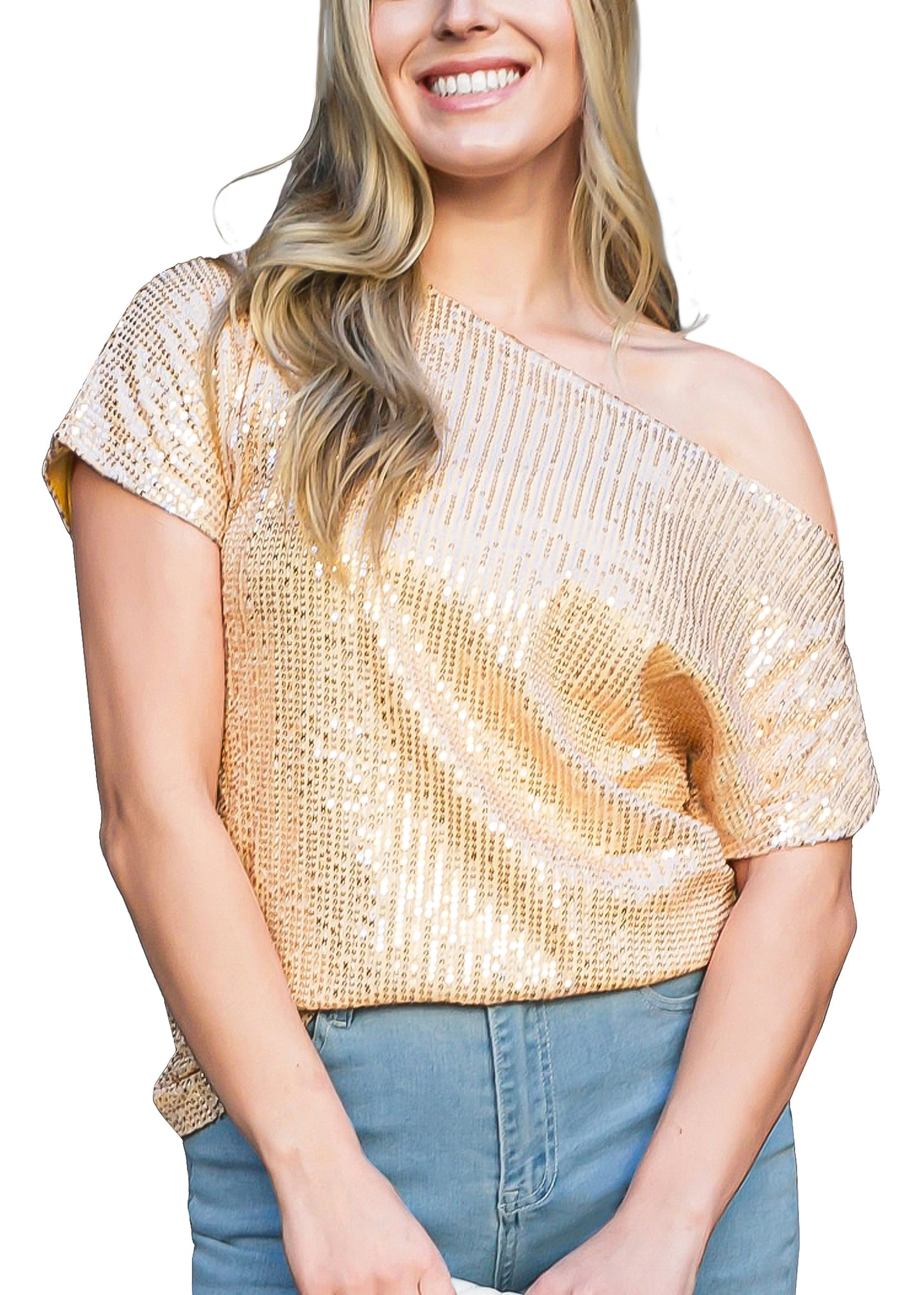 Glam Off-Shoulder Sequin Top