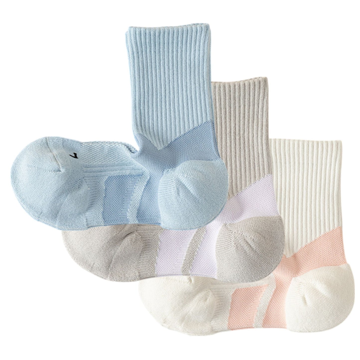 Anna-Kaci Women's 3-Pair Pack Cushioned Sports Crew Socks with Arch Support Mesh Panels and Ankle Compression