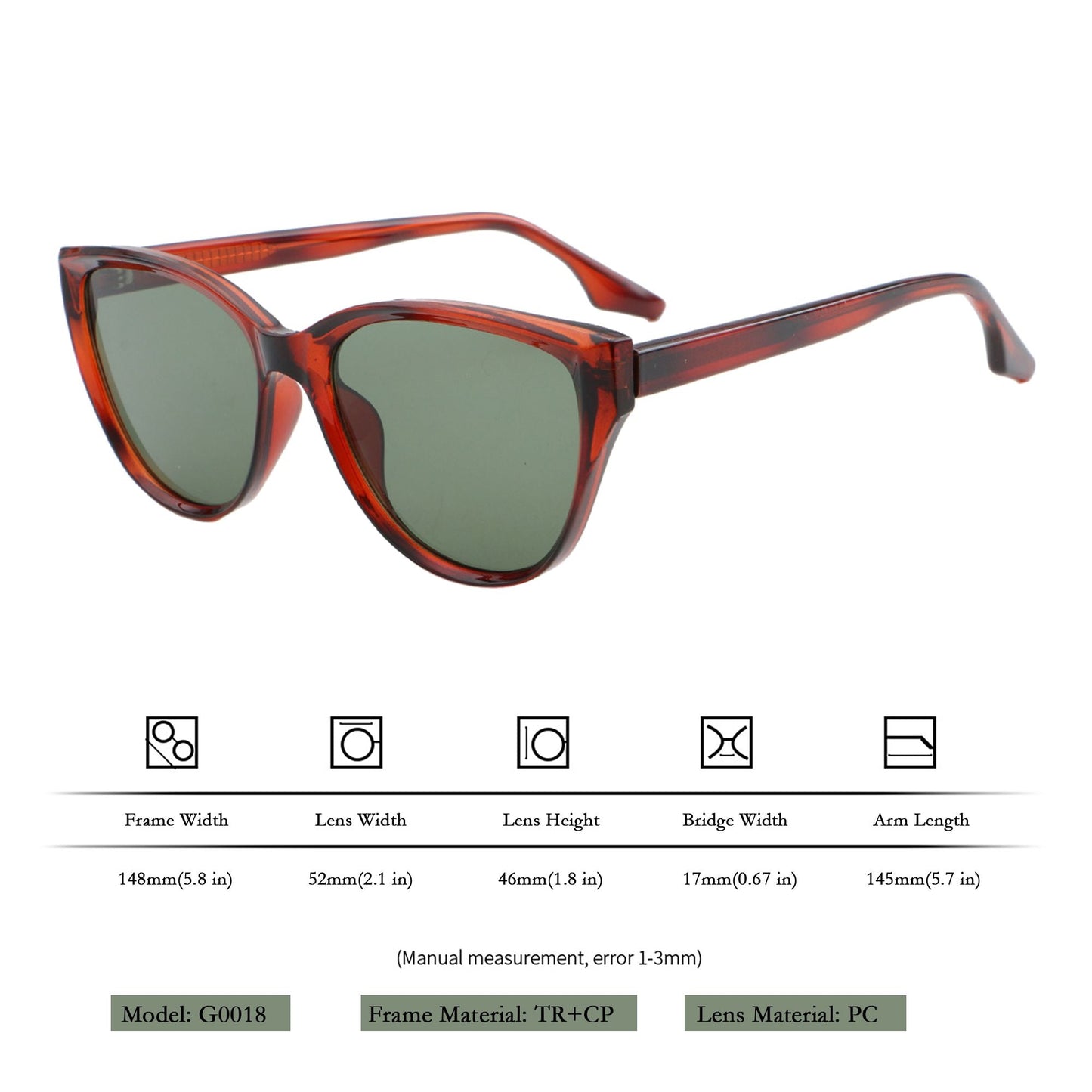 Anna-Kaci Women's Stylish Black Cat - Eye Polarized Sunglasses UV400 Protection