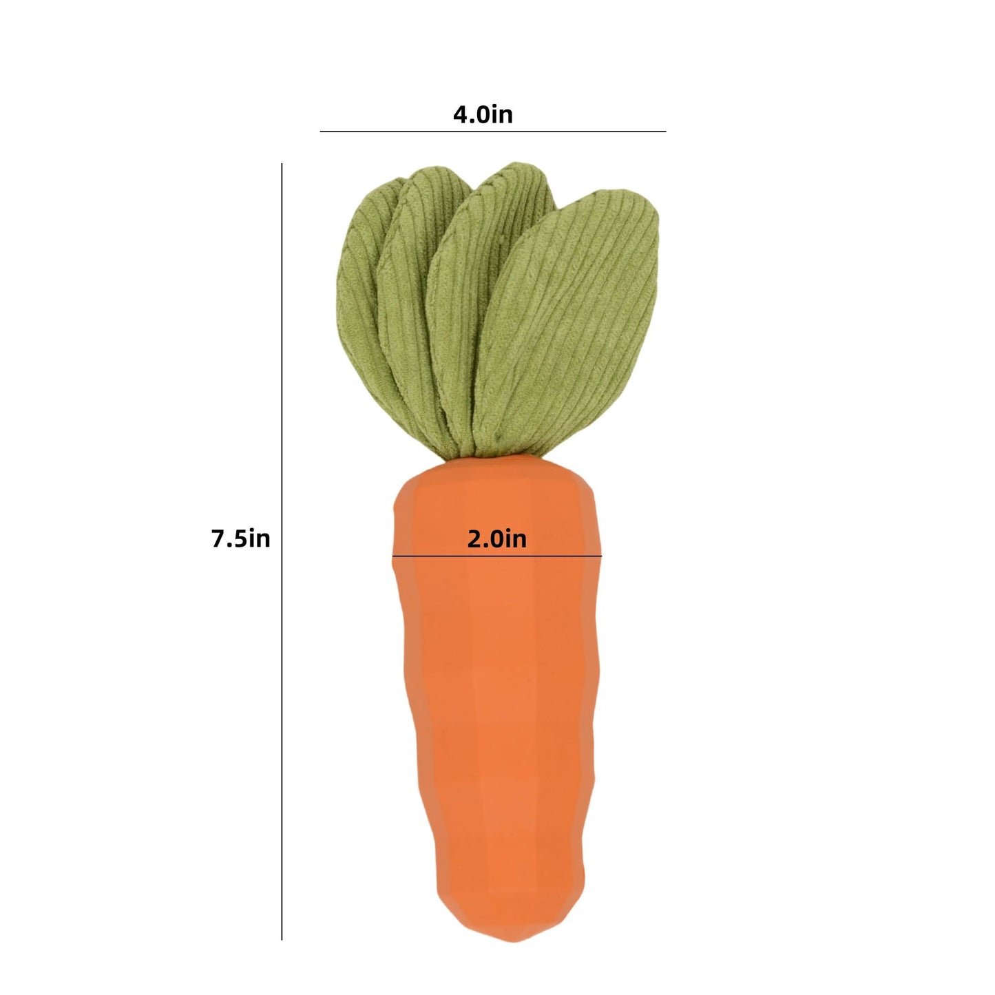 Alilang Interactive Squeaky Carrot Dog Toy Natural Rubber Durable Chew Toy with Crinkle Fabric for Playtime Fun