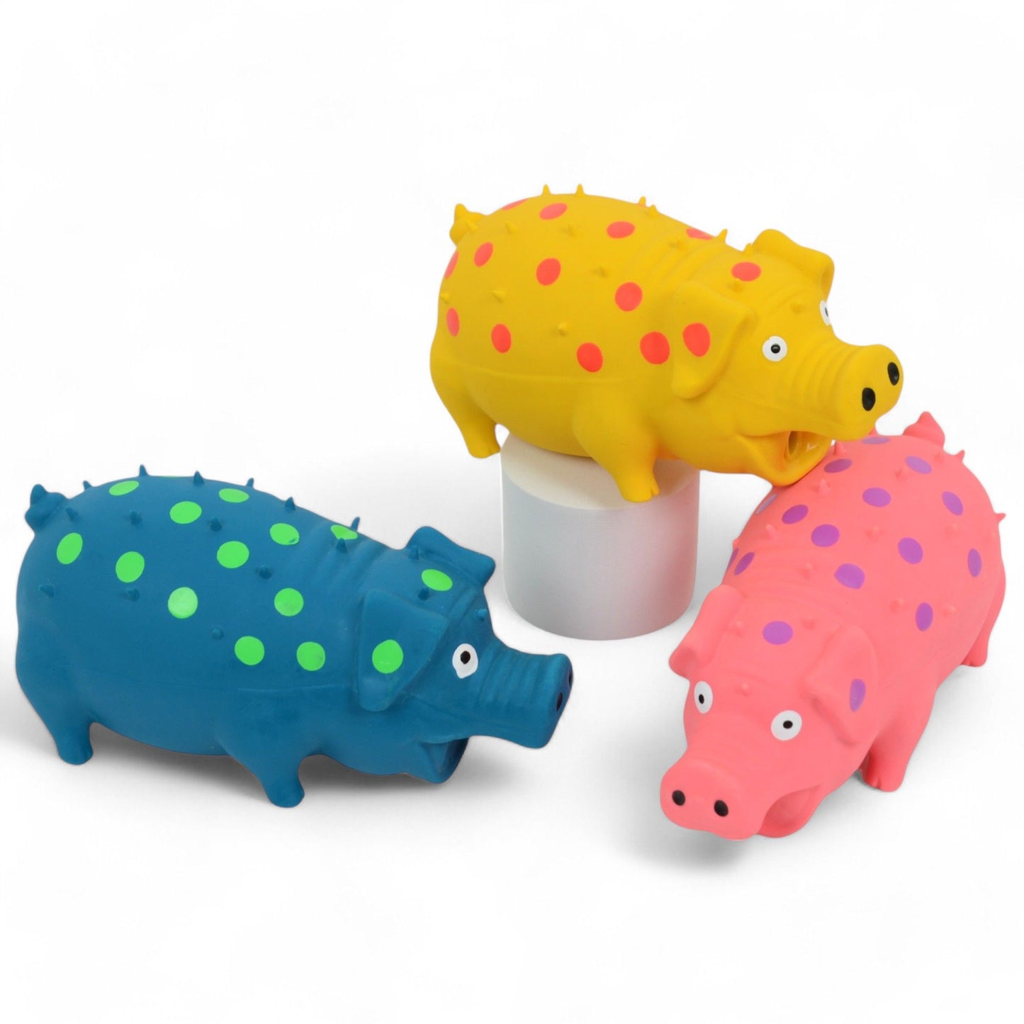 Alilang Colorful Squeaky Pig Dog Toys - Soft Rubber Animal Chew Toys for Interactive Play, Durable and Fun for Small to Medium Dogs