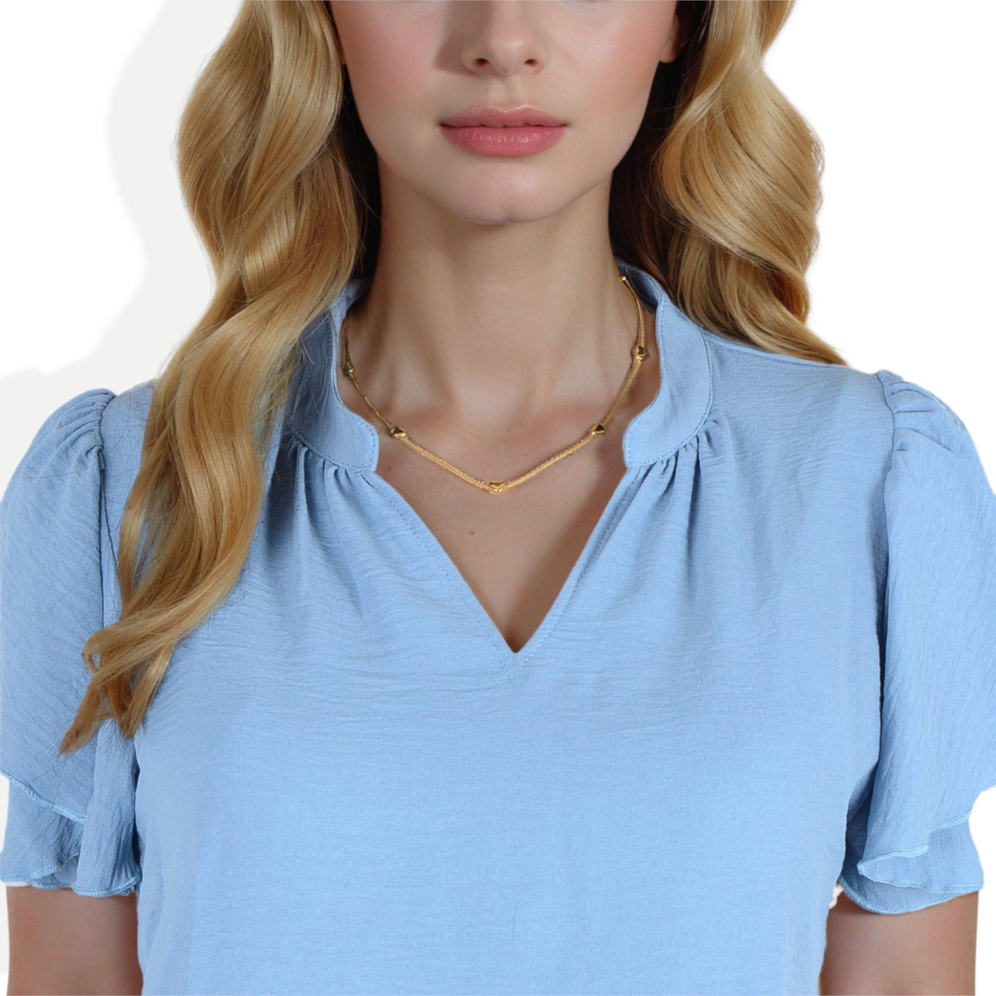 Women's Stainless Steel Necklace with 18K Gold Plated Heart Charms, Adjustable Chain, Delicate and Minimalist Design