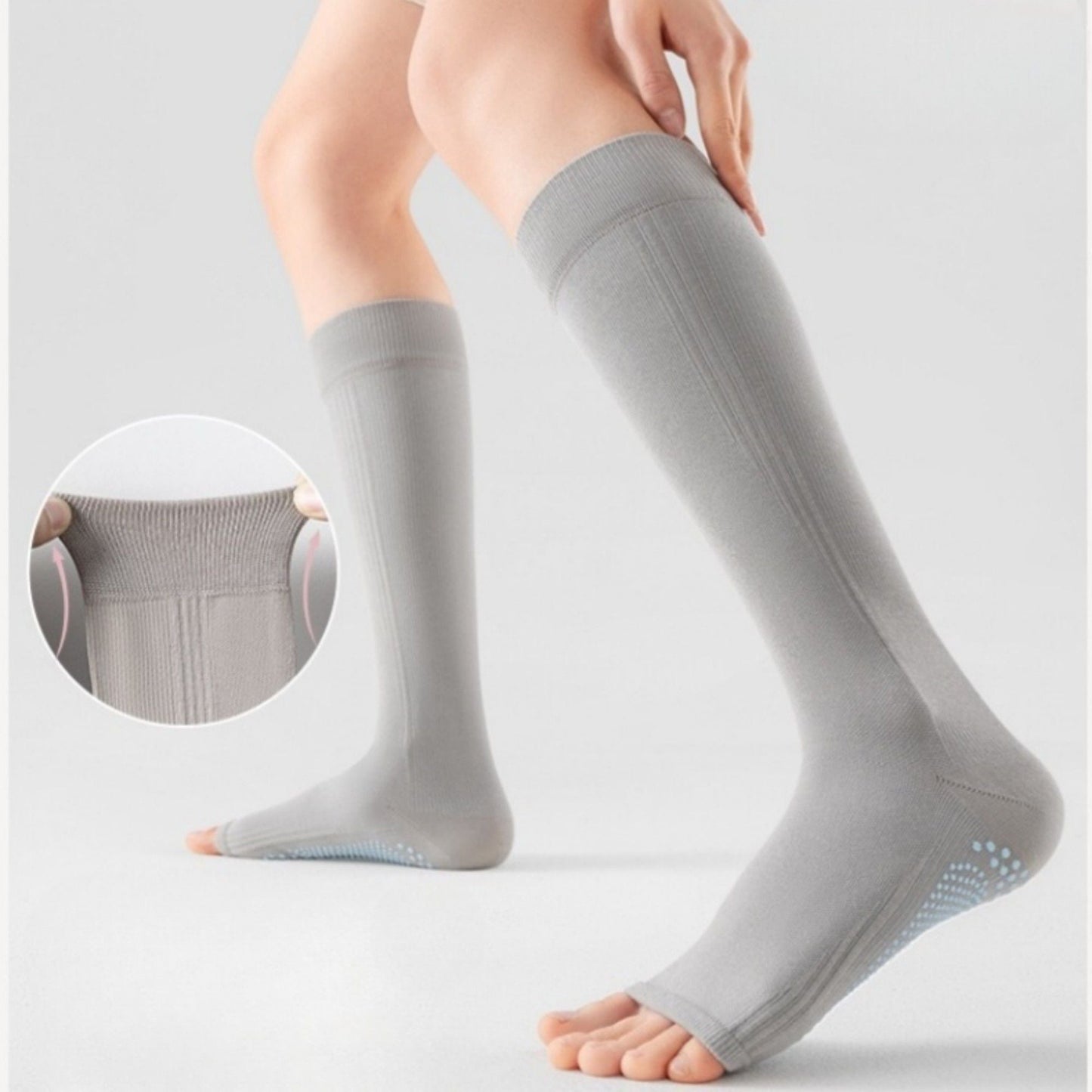 Anna-Kaci Women's Knee High Grip Socks with Anti-Slip Sole for Barre, Yoga, Dance, and Pilates 2-Pack