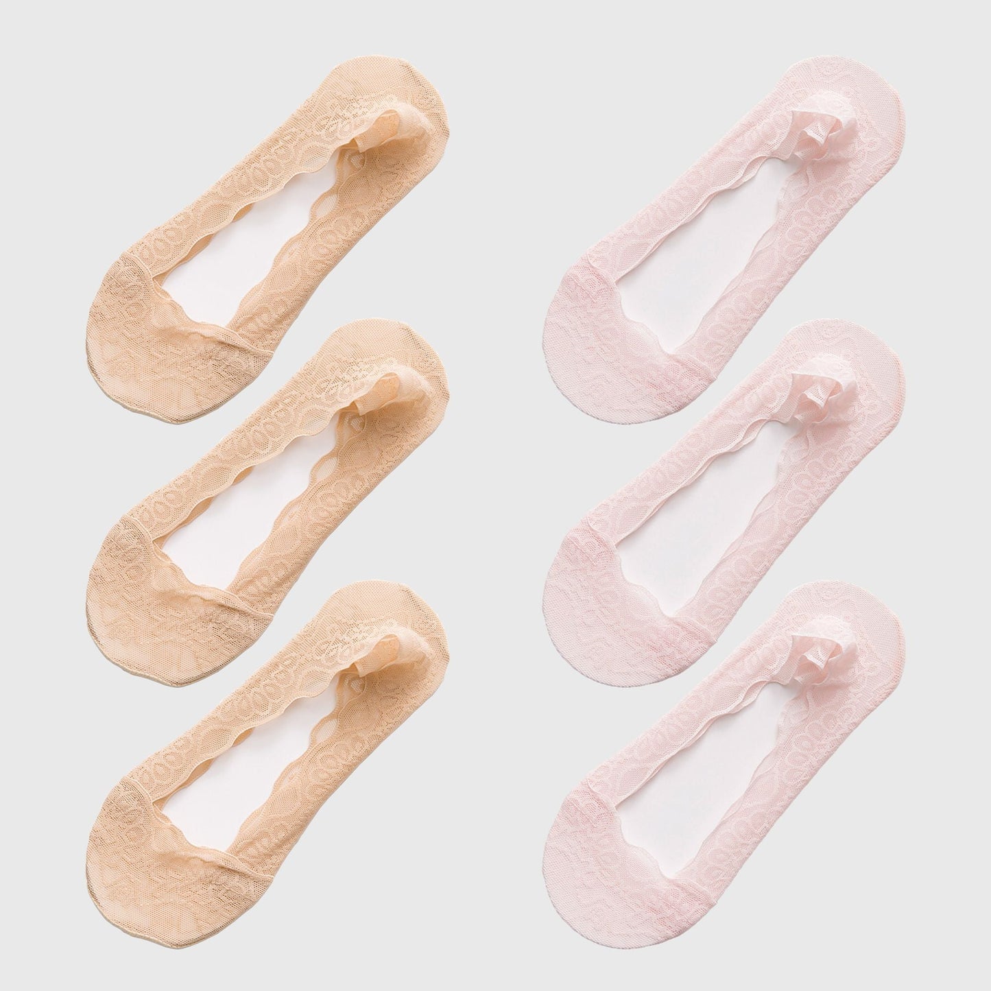 Anna-Kaci Women's No Show Socks 6pk Invisible Liner Elegant Lace Design