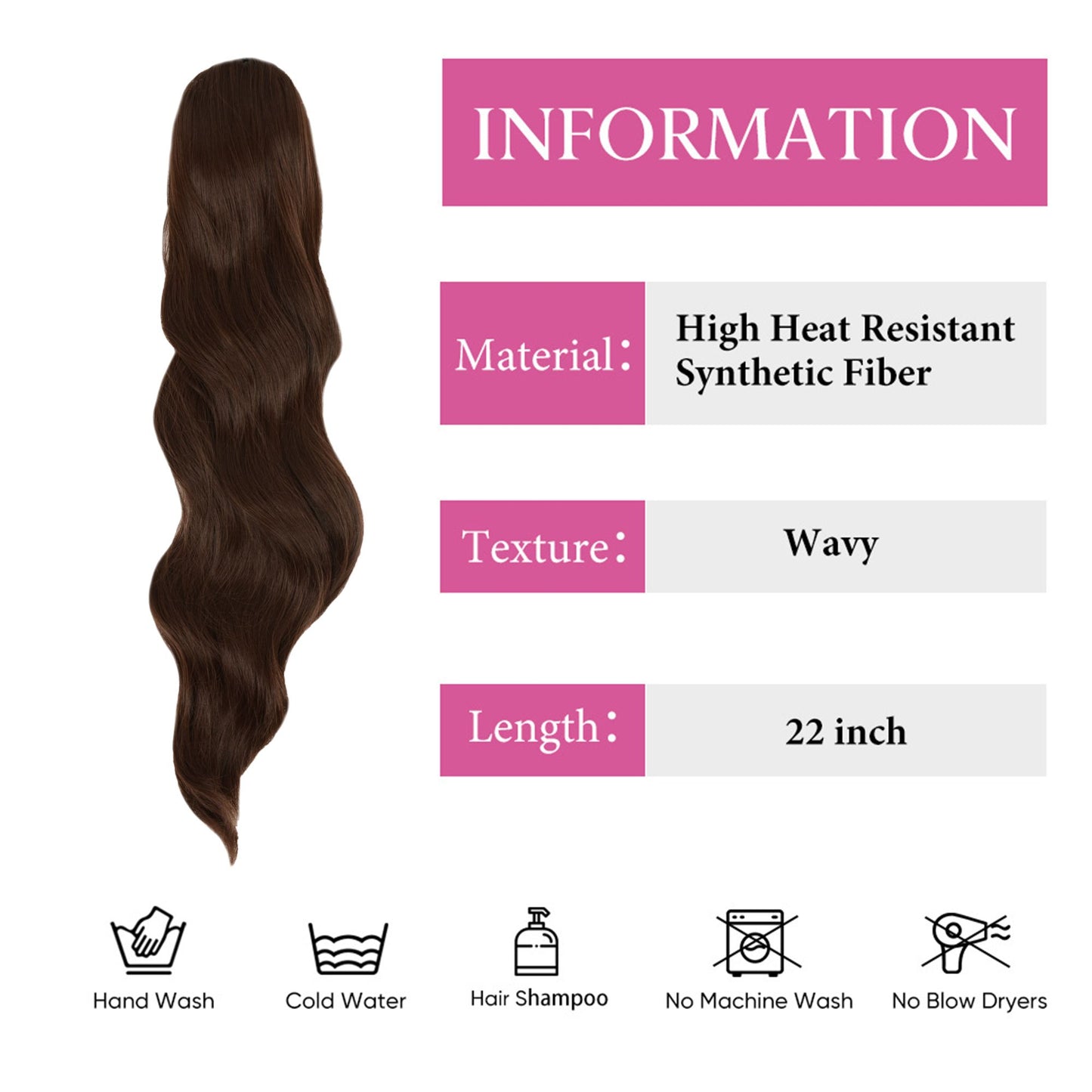 Alilang Long Drawstring Ponytail Hair Extension Wave 22 Inch Synthetic Fake Layered Pony Tail Hairpieces for Women
