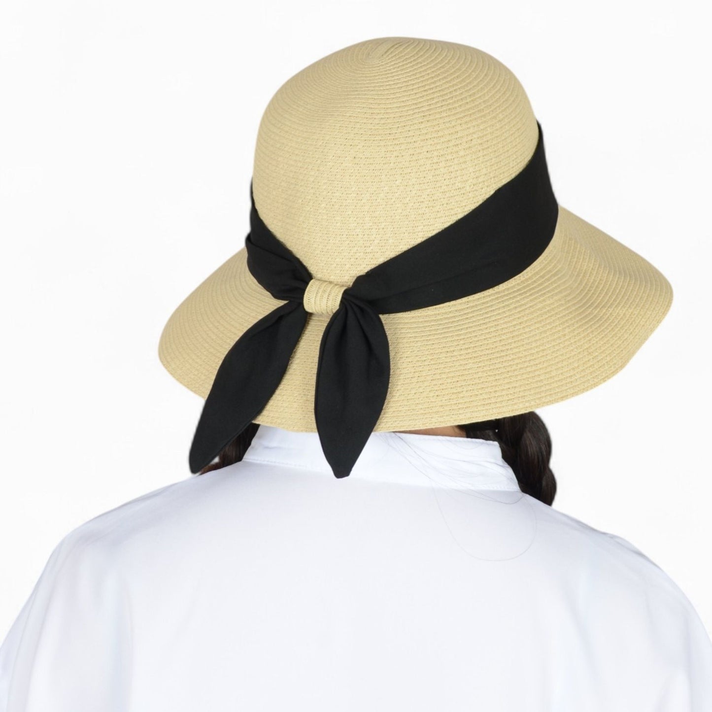 Anna-Kaci Women's Woven Floppy Sun Hat with Wide Ribbon Knot Detail and Curved Brim