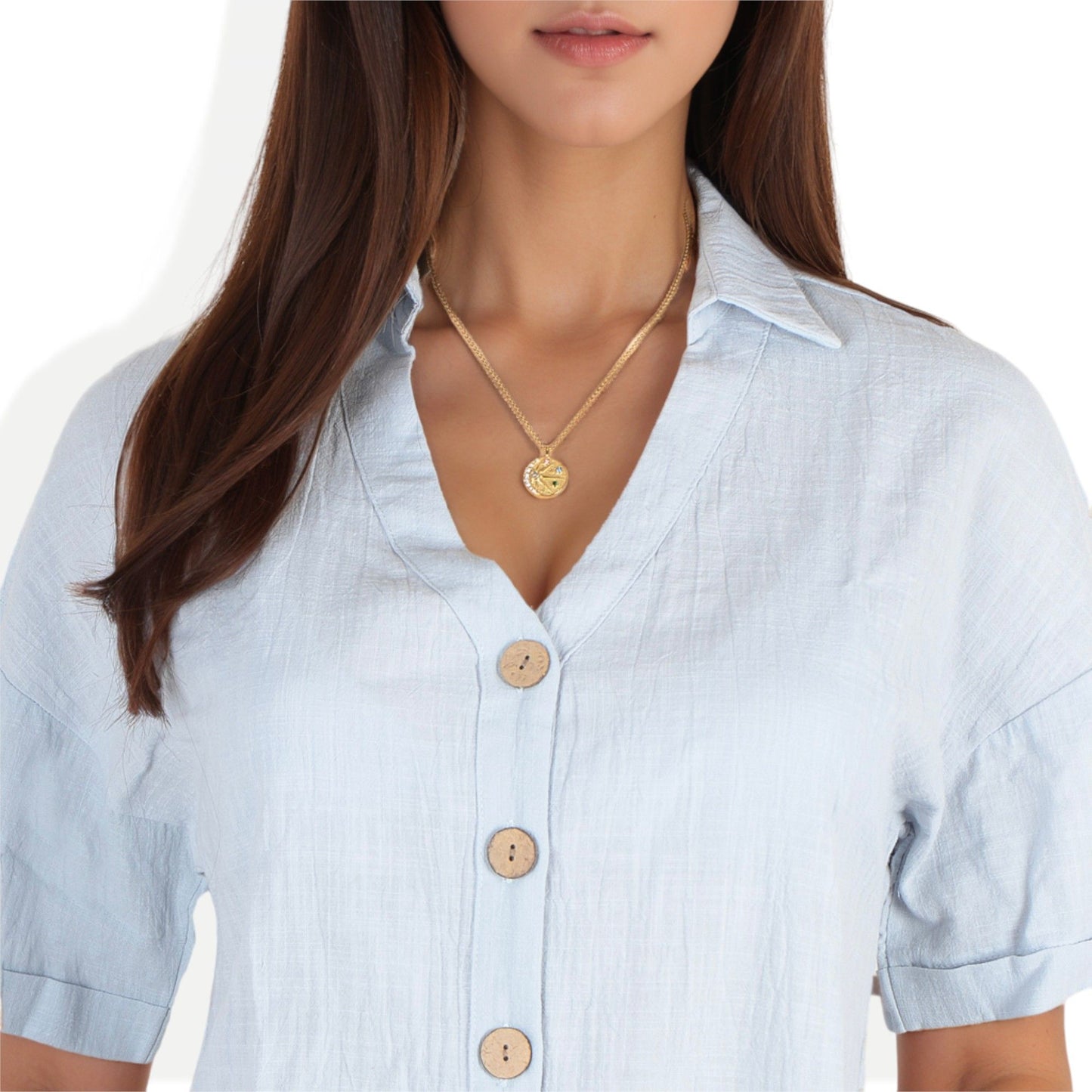 Women's Stainless Steel Necklace with 18K Gold Plated Cosmic Pendant, Colorful Zircon Accents, Adjustable Chain