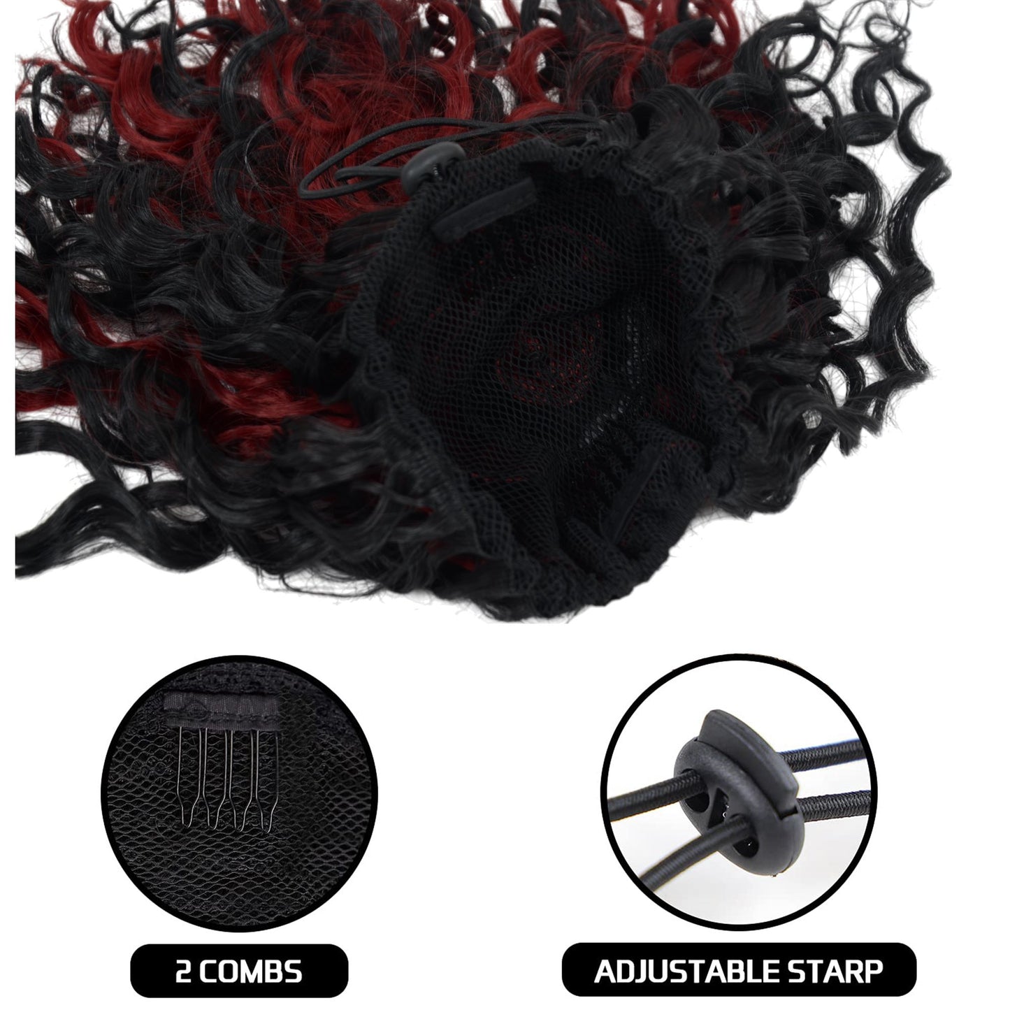 Alilang 10 Inch Short Curly Drawstring Ponytail Extension for Women Synthetic Clip-In Ponytail Hairpiece for Daily Use