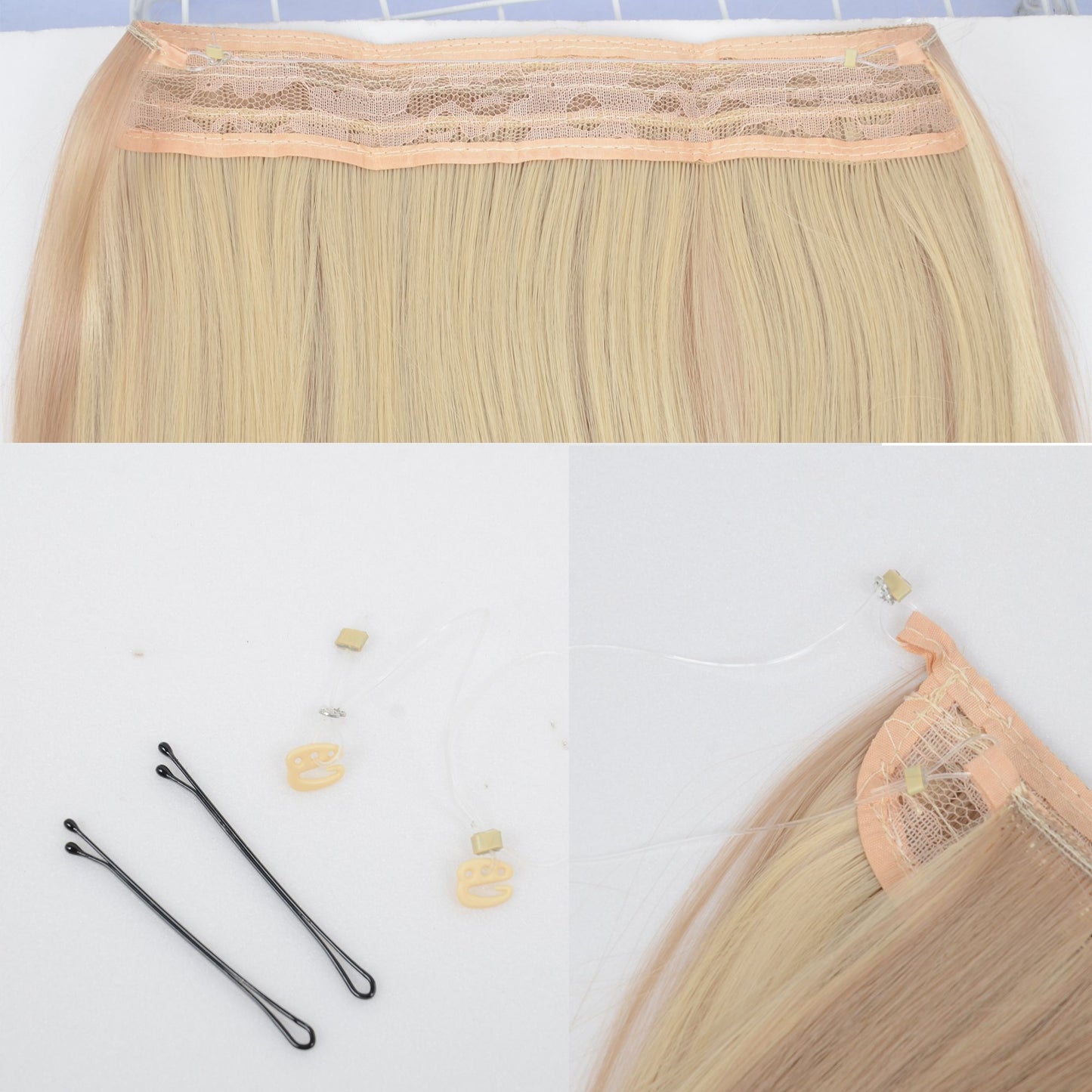 Alilang Longe Straight Natural Hair Extensions One Piece Invisible Wire Hair Extensions with Clip ins 22Inch
