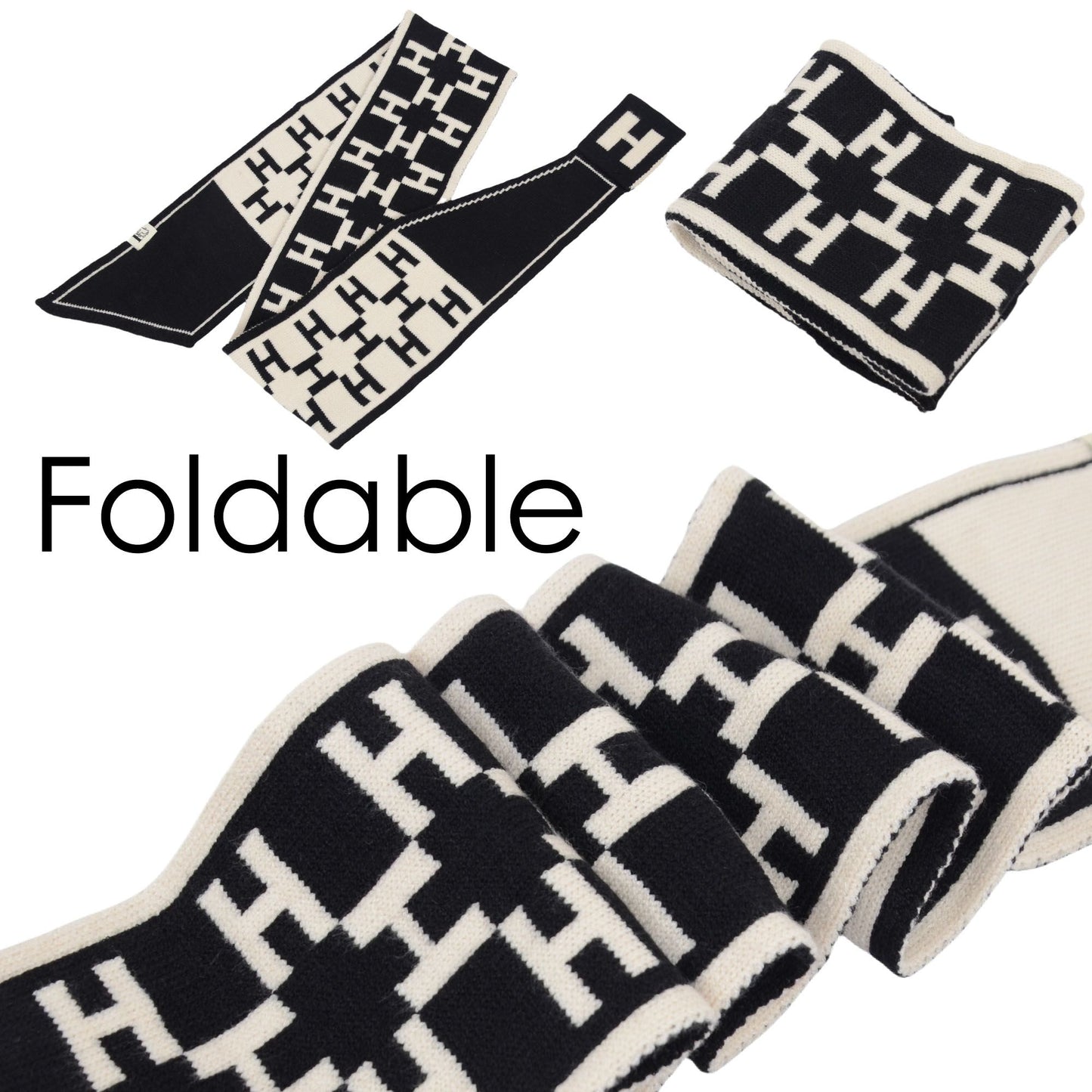 Alilang Skinny Knitted Scarf Letter Animal Pattern Pull-Through Design Winter Neckerchief Scarf for Women