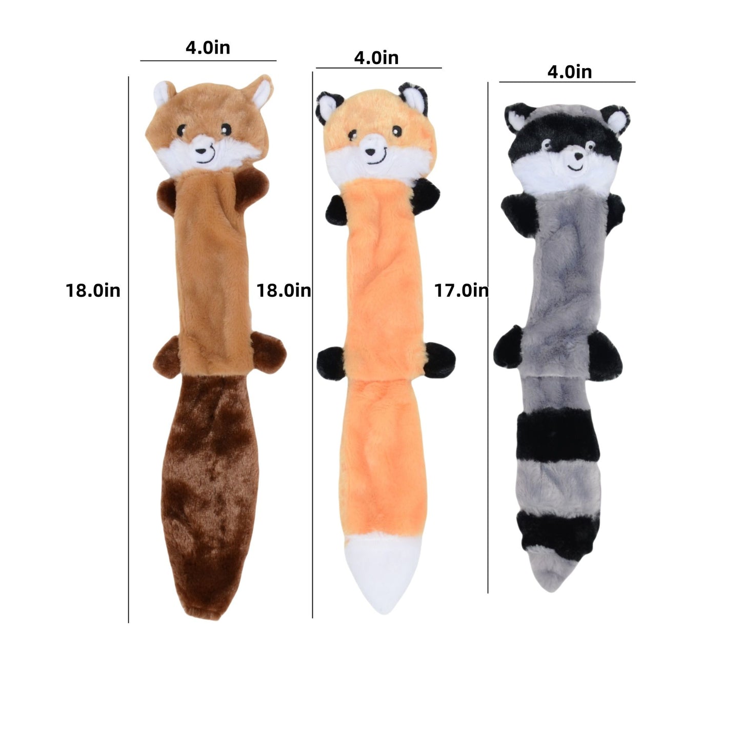 Alilang Dog Squeaky Plush Toy Set of 3 Raccoons Unstuffed Interactive Dog Toys for Small to Medium Dogs