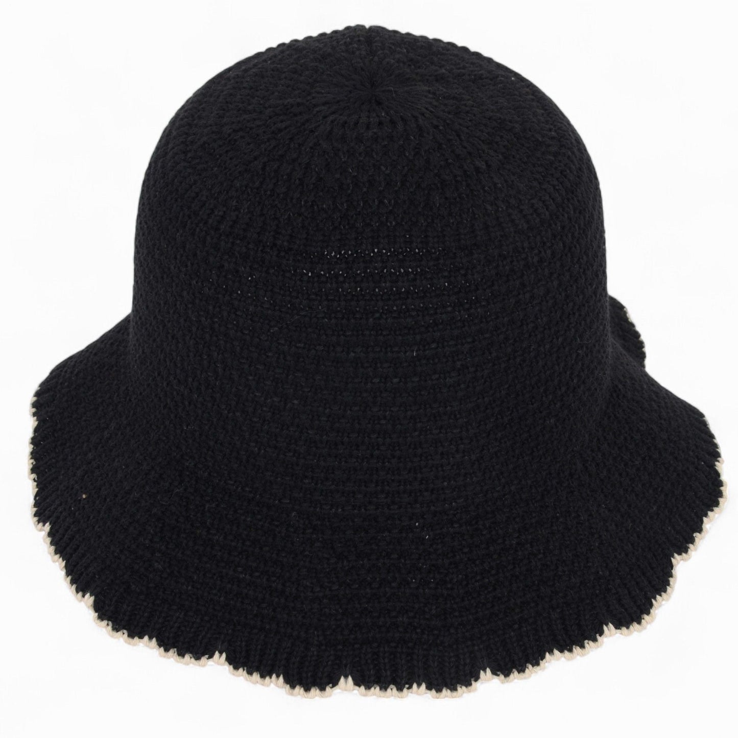 Anna-Kaci Women's Woven Floppy Bucket Hat with Scalloped Brim Edge Detail