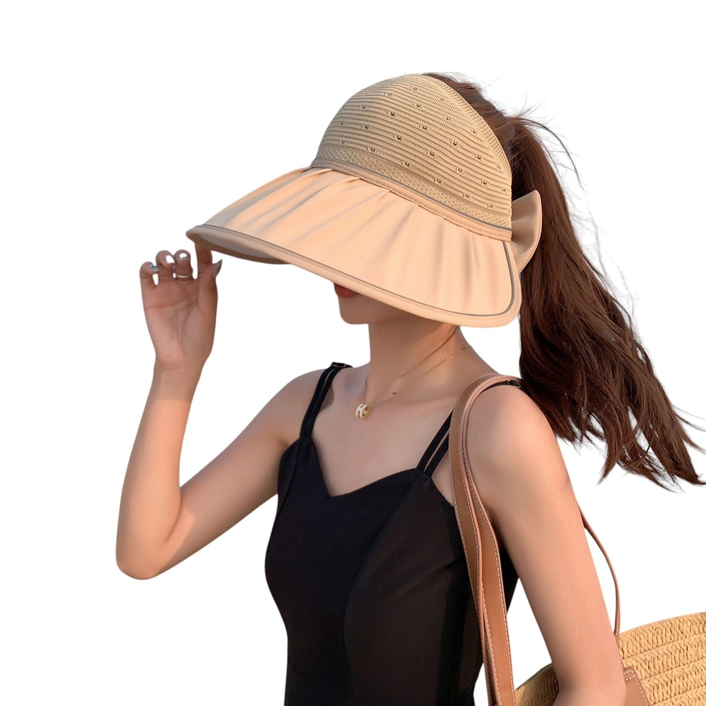 Anna-Kaci Extra Wide Brim Sun Visor Hat for Women Adjustable UV Protection Bow Detail Breathable Summer Beach Hat