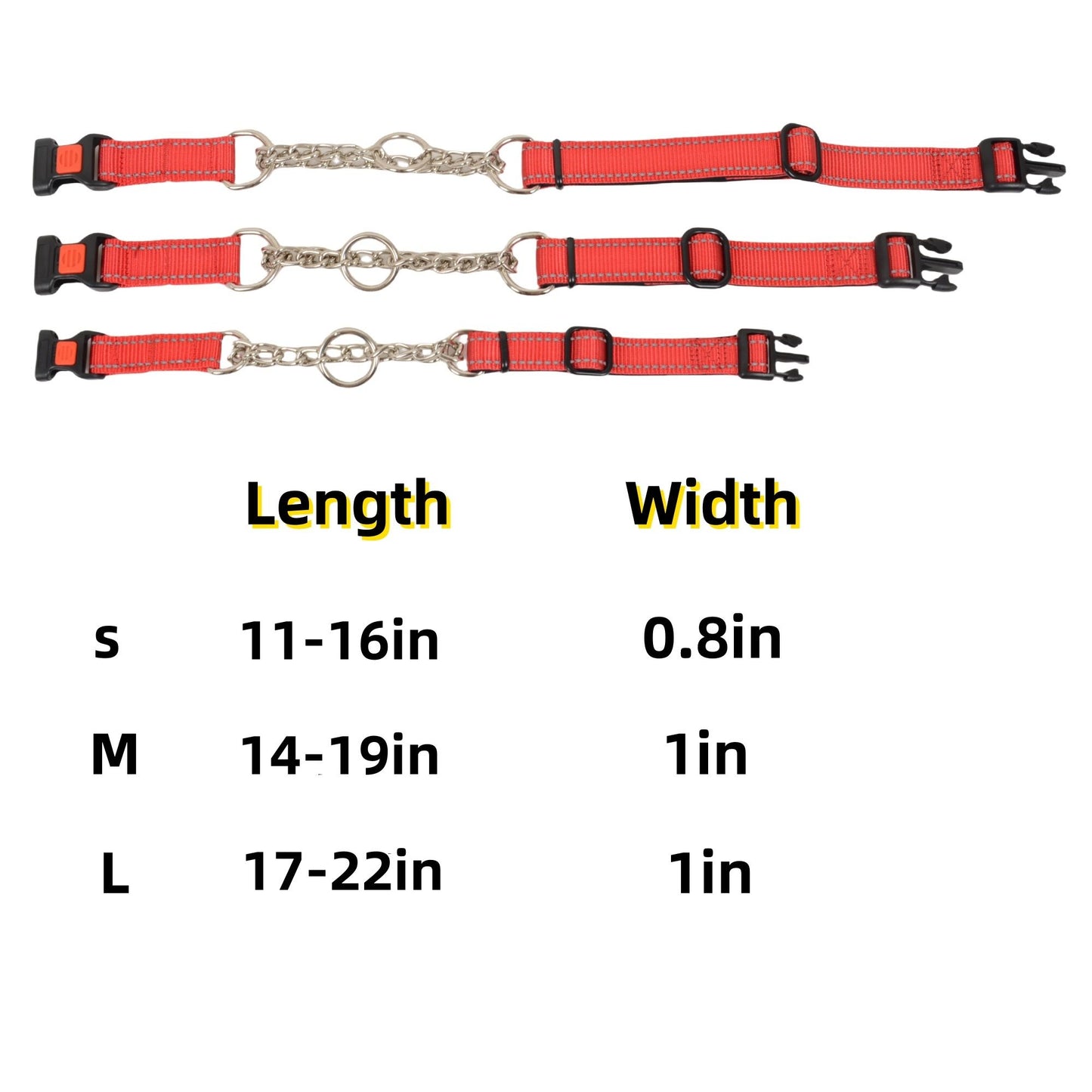 Alilang Dog Collar Nylon Dog Choke Collars Stainless Steel Chain Training Dog Collar