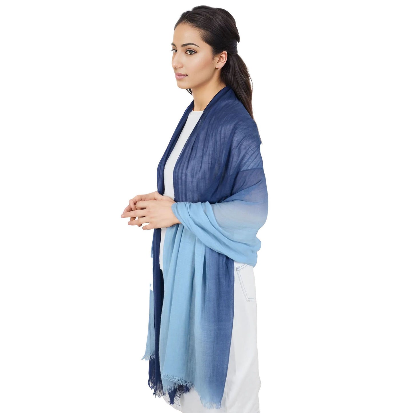 Alilang Lightweight Cotton Linen Scarf Gradient Colors Long Travel Scarf Wrap Shawl for Women 74.8 in x 35.4 in