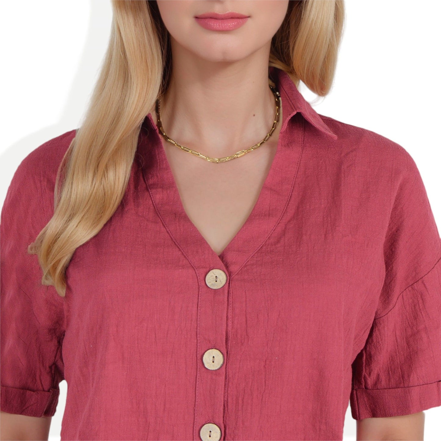 Women's Stainless Steel Chain Necklace with 18K Gold Plating, Adjustable Length, Simple and Modern Paperclip Chain Design