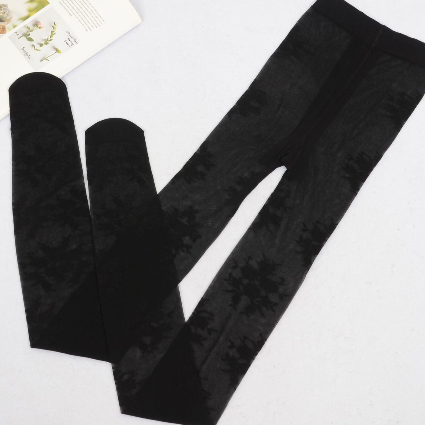 Anna-Kaci Women's Sheer Floral Pattern Tights Lightweight Mesh Legwear with Stretchy Fit and Subtle Texture