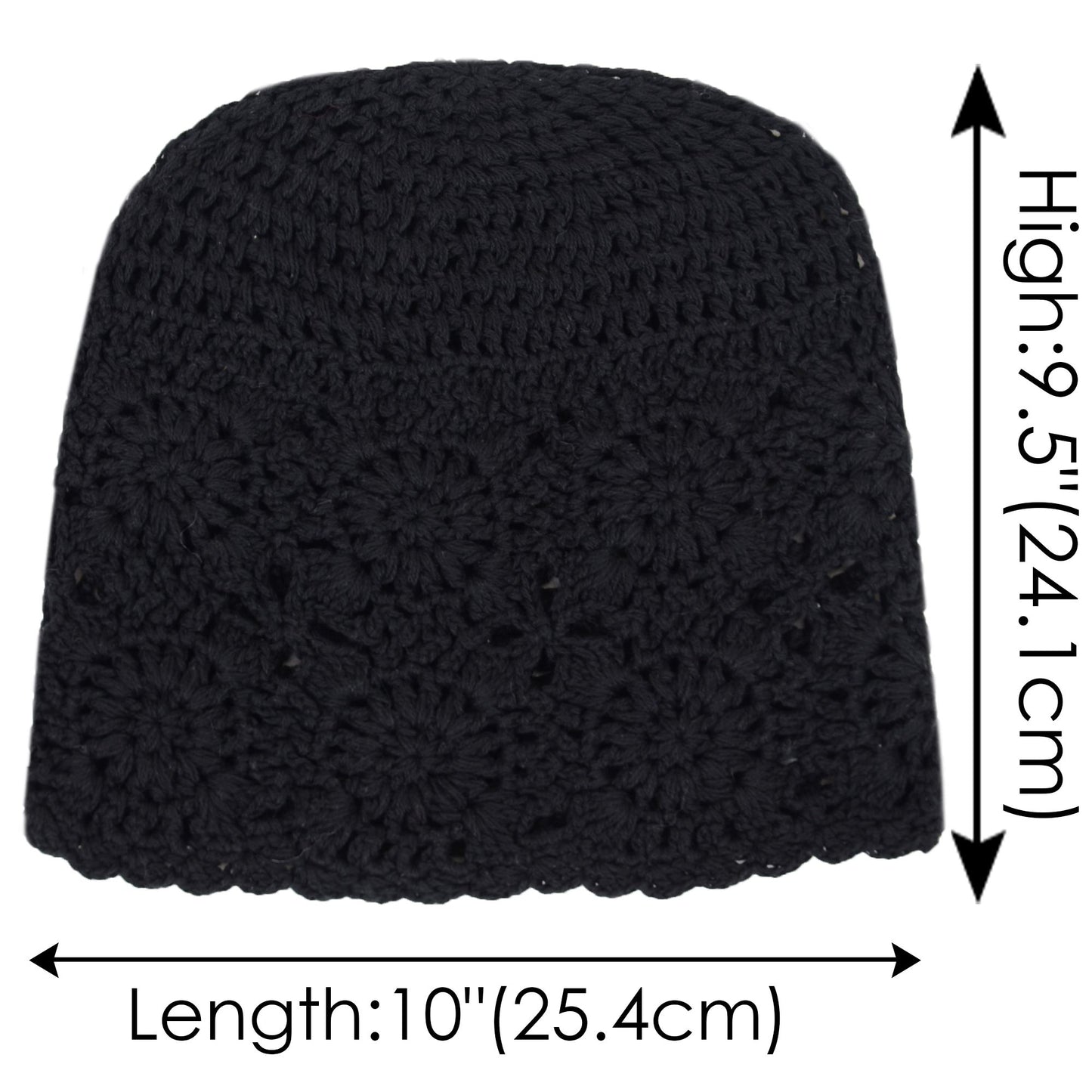 Crochet Floral Slouchy Beanie Hat Lightweight Handmade Knit Cutout Skull Cap for Women