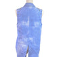 Lush Tie Dye Denim Sleeveless Collared Top With Shoulder And Collar Tip Spikes