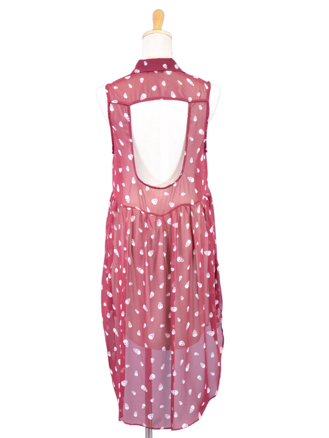 Audrey 3 + 1 All Over Skull Print Collared Hi Low Sleeveless Cut Out Back Dress - ALILANG.COM