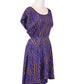 Lush High Royal Blue And Gold Design High Low Cap Sleeve Dress With Cutout Back - ALILANG.COM