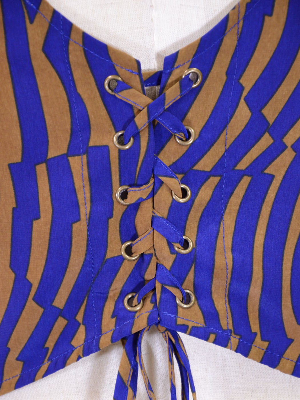 Lush High Royal Blue And Gold Design High Low Cap Sleeve Dress With Cutout Back - ALILANG.COM