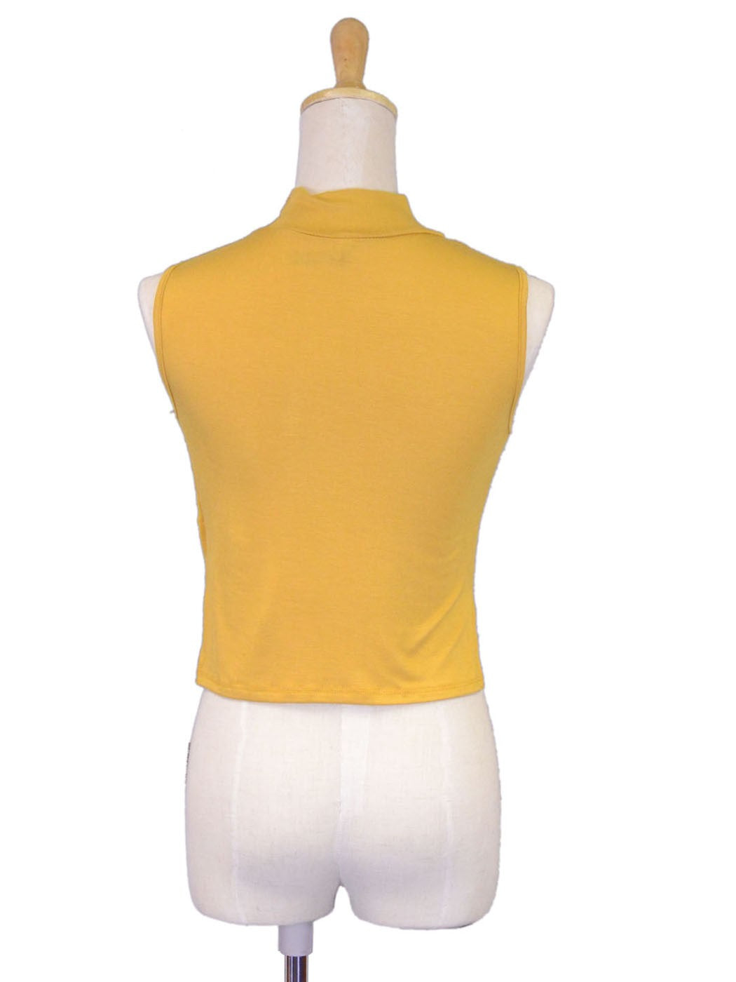 Versatile High Neckline Mock Turtleneck High Low Fitted Cropped Top