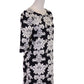 Everly Classic Black And White Damask Printed Three Quarter Sleeved Dress - ALILANG.COM