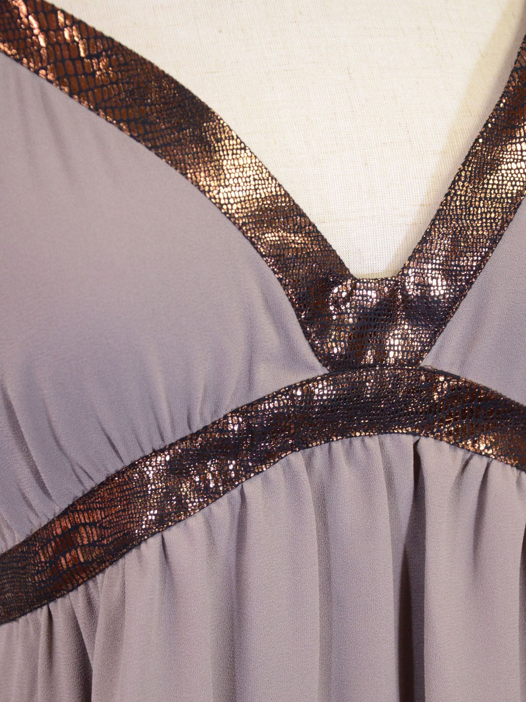 Gentle Fawn Grecian Flowy High Lo Dress With Snake Skin Print Straps And Cutouts - ALILANG.COM