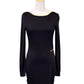 Ligali Long Sleeved Body Con Jersey Dress With Gold Zipper Trim And Low Back - ALILANG.COM