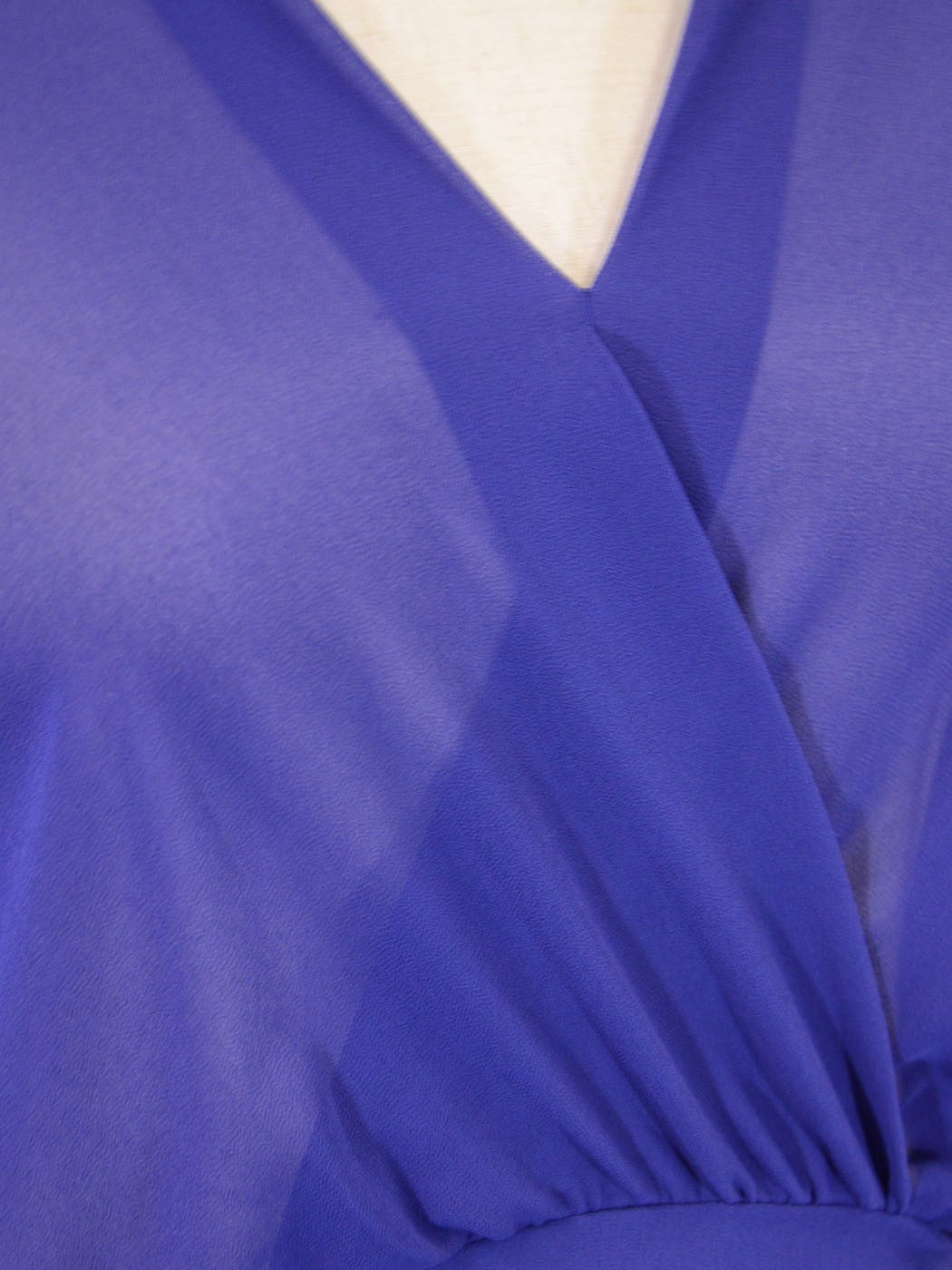 Naked Zebra Blue Front And Back Cross Over Long Sleeved Sheer Chiffon Blouse - ALILANG.COM