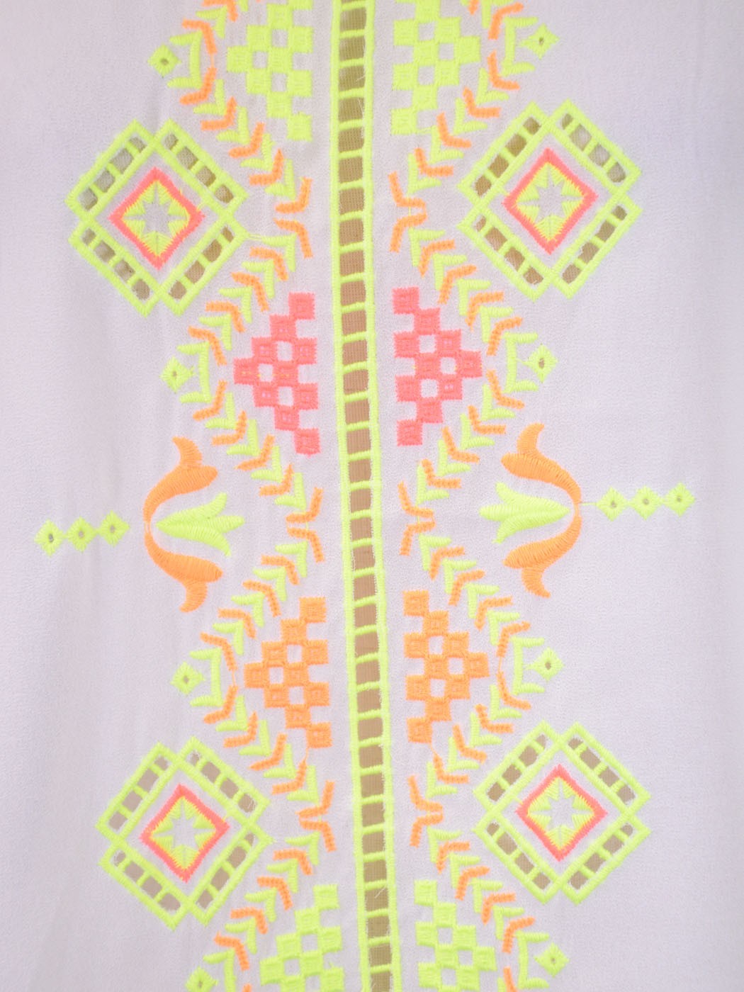 Lush White Neon Colored Embroidery Detail Woven Strapless Top With Open Back - ALILANG.COM