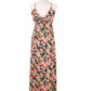 Moon Collection Slitted Multicolor Floral Print Maxi Dress With Low V Neckline - ALILANG.COM