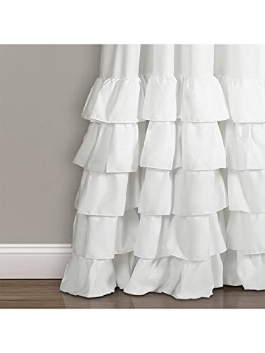 Dodolly Ruffle Layer Semi Sheer Window Curtains Window Panel Drapes Set for Living, Dining Room, Bedroom 2 Panels Rod Pocket 51 Inch by 63 Inch