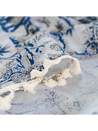 Dodolly Bohemian Curtains Semi-Blackout Drapes Cotton Linen Farmhouse Curtain Panels for Living Room Bedroom, 2 Panel, W59 x L63, Grommets Design.