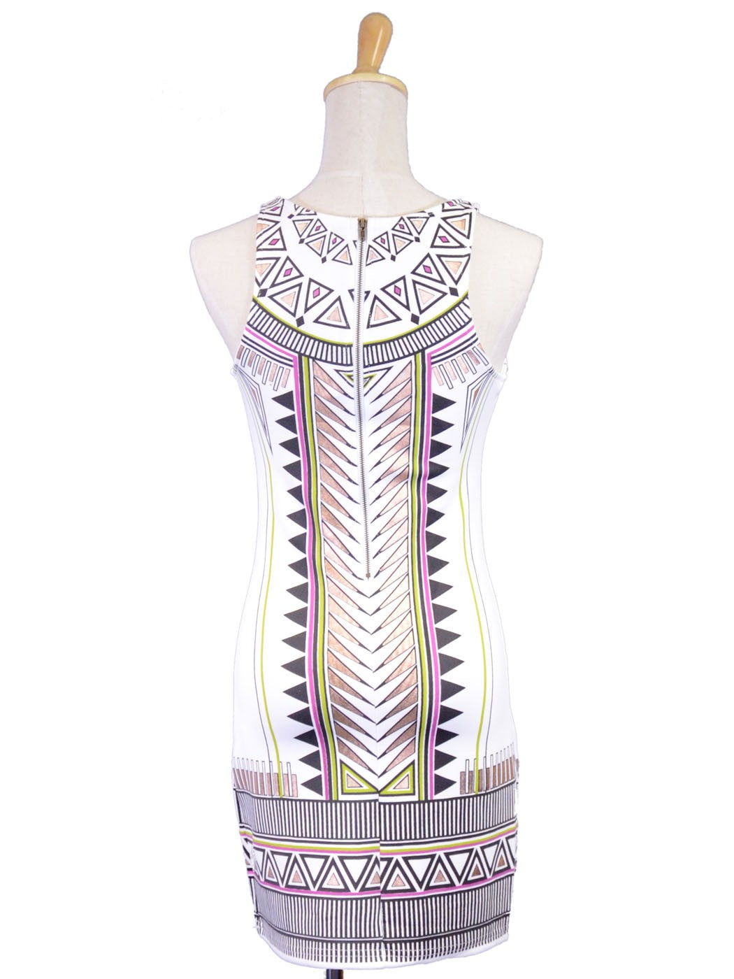 Oxford Circus Trendy Eccentric Bodycon Tribal Print Zipper Back Dress - ALILANG.COM