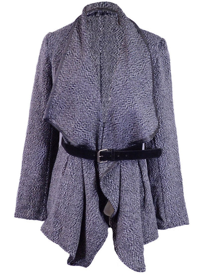 Oxford Circus Glam Long Sleeves Single Breasted Open Drapped Front Belted Coat - ALILANG.COM