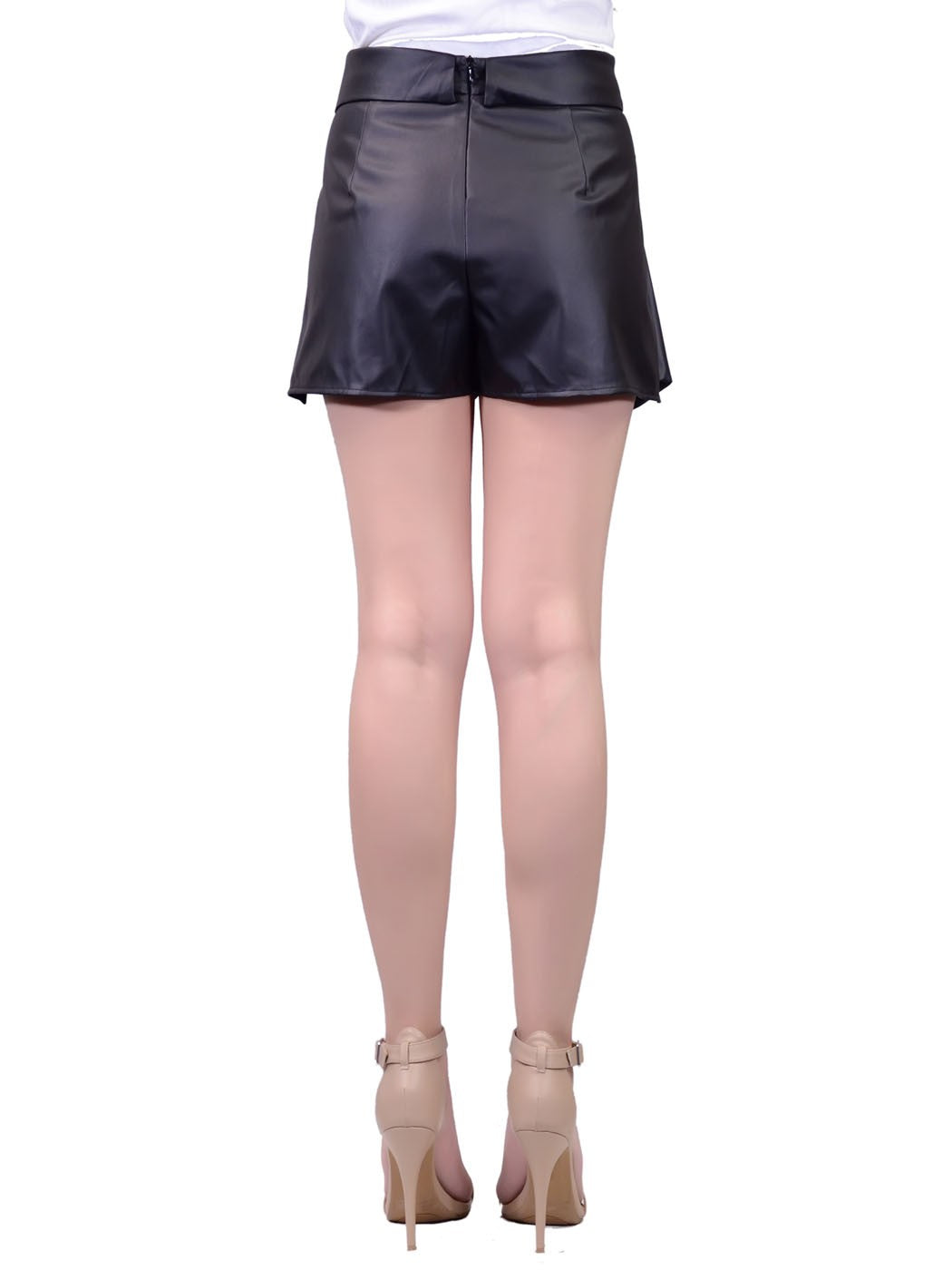 Uniq Urban Rock Chic Bold Fashion Faux Leather High Waist Skort Shorts - ALILANG.COM