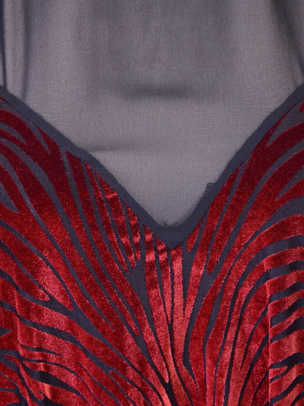 Everly Sheer Mandarin Collar Burn-out Velour Sleeveless A-line Draped Dress - ALILANG.COM