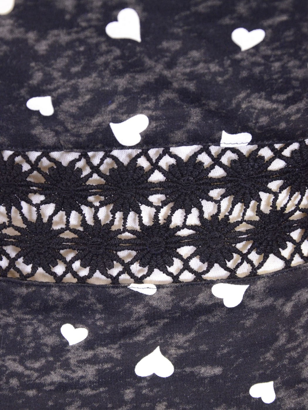 En Creme Love Me Heart Printed Bodycon Crochet Waist Mineral Wash Tank Dress
