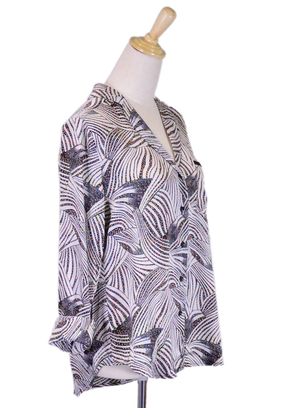 Uniq Feminine Woven Pajama Style Button V-Neck Long Sleeve Blouse Shirt