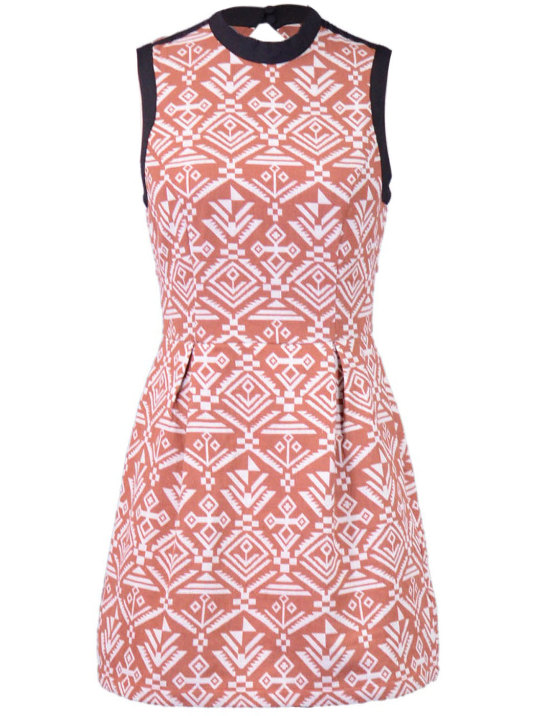 Nameless Contempo Casual Tribal Print Heavy Linen Open Back Woven Dress