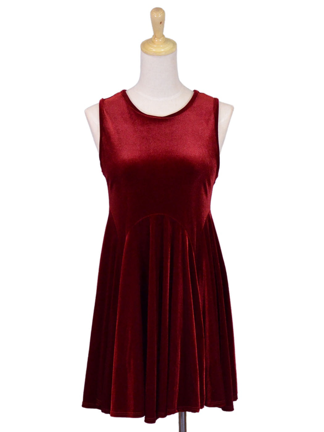 Audrey 3+1 Be Mine Soft Velvet Sleeveless Crew Neck Circle Skirt Dress