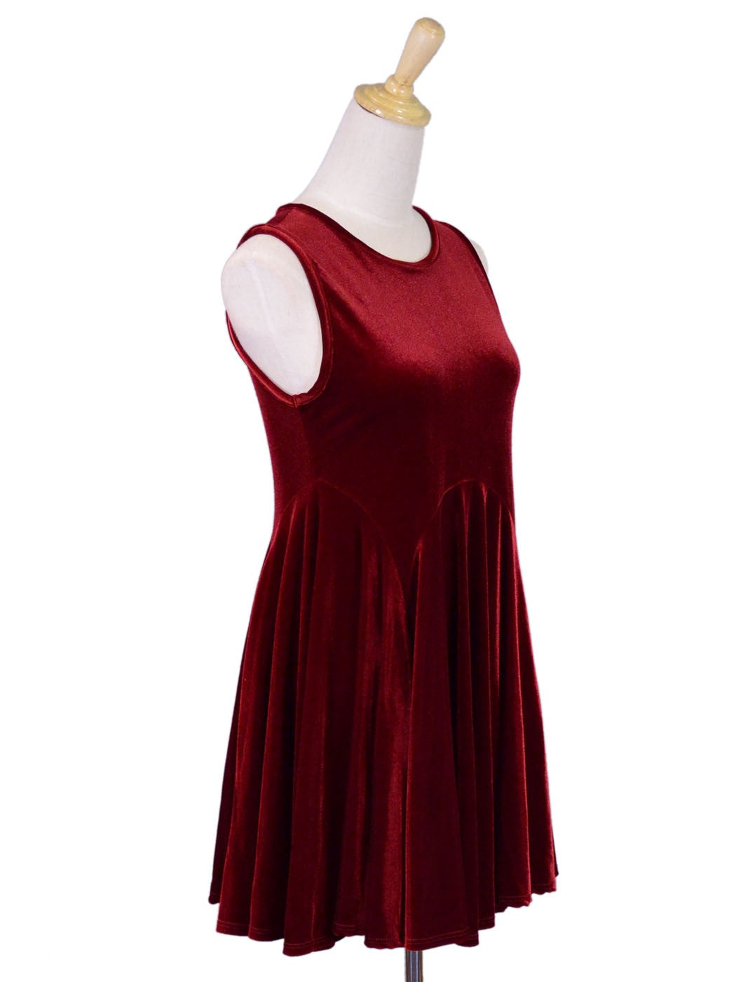 Audrey 3+1 Be Mine Soft Velvet Sleeveless Crew Neck Circle Skirt Dress