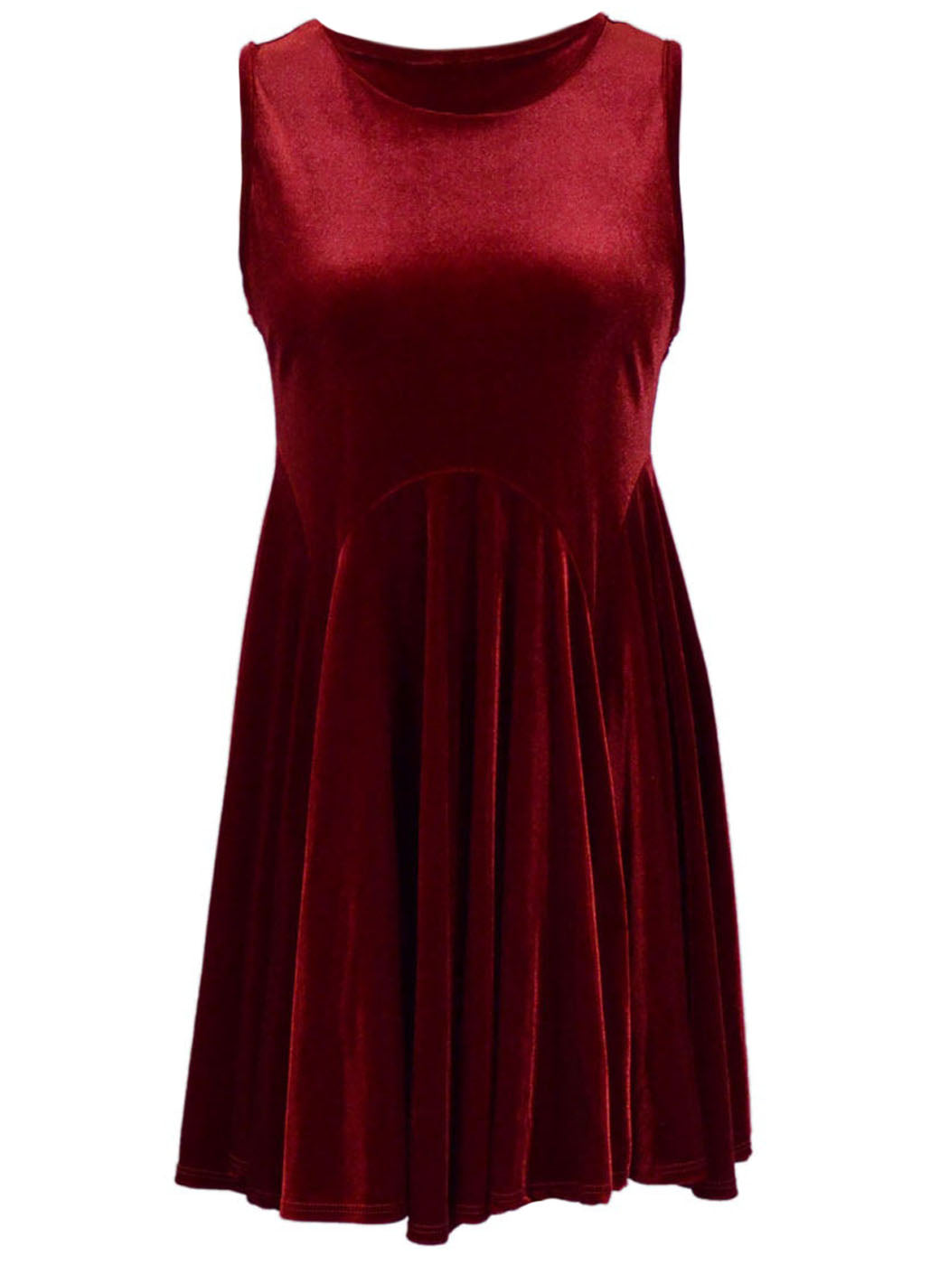 Audrey 3+1 Be Mine Soft Velvet Sleeveless Crew Neck Circle Skirt Dress