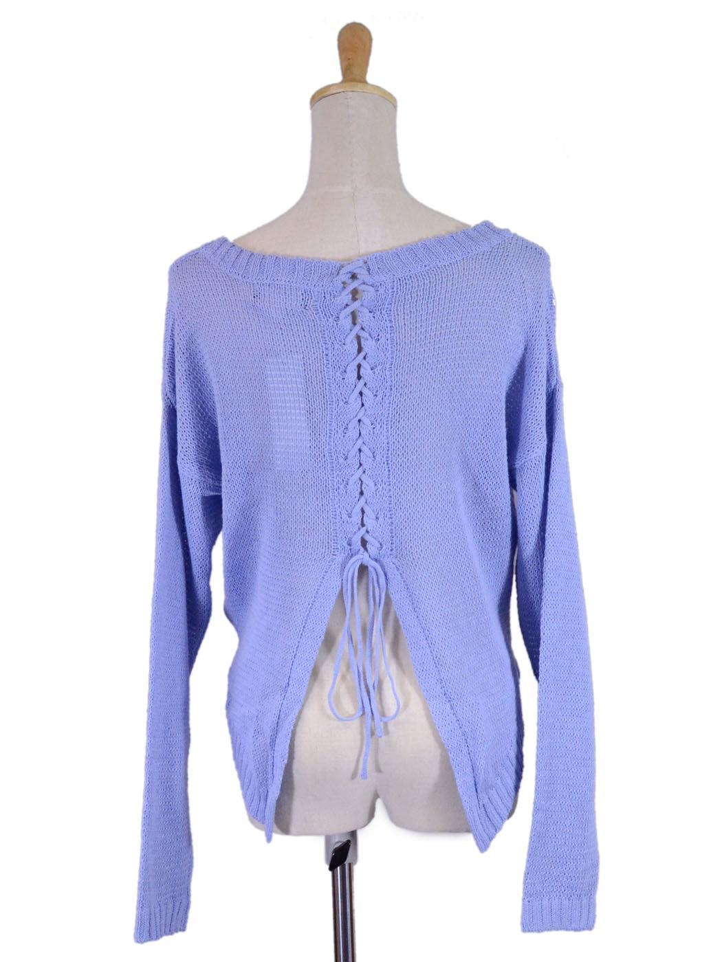 Edgemine Girly Daisy Print Long Sleeve Corset Back Knit Pullover Sweater Top