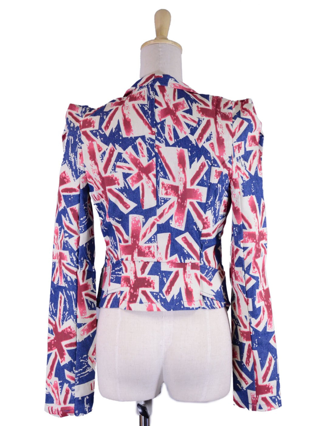 Calls Rocker Glam British Flag Long Sleeve Asymmetrical Zipper Collar Jacket