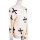 TCEC Gothic Casual Long Sleeves Cross Prints Knit Tie Waist Pullover Sweater